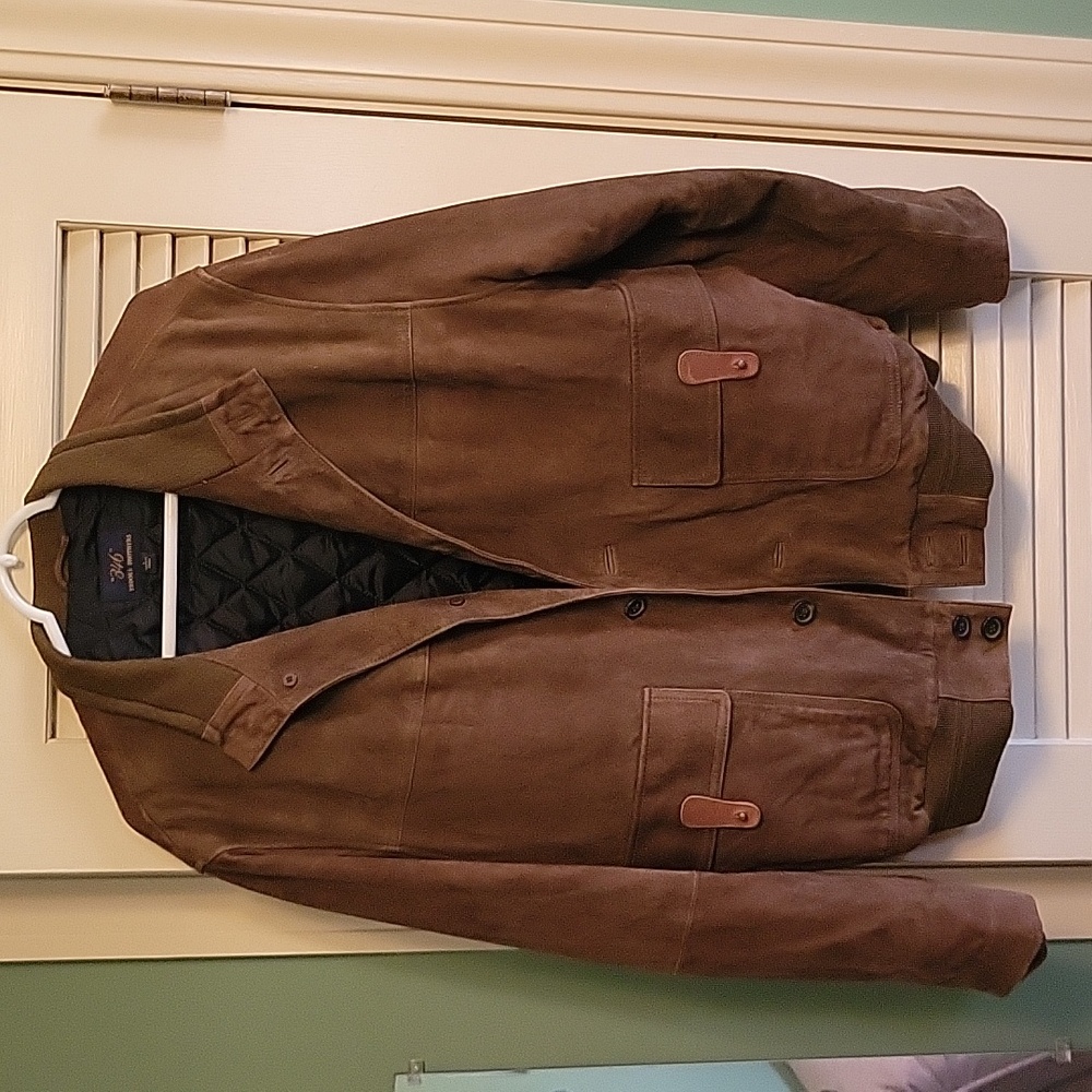 Brooks Brothers 346 Men's Brown Suede Bomber Jacket Size L NWOT